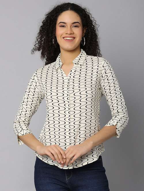 women off white rayon regular shirt - 21148296 - Very Small Image - 1