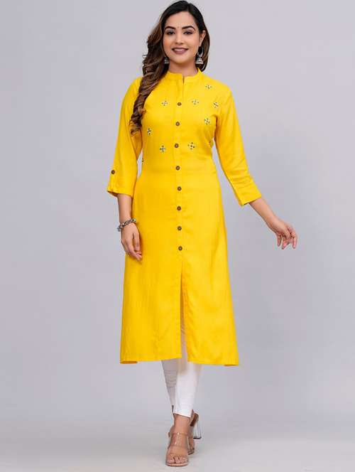 women three quarter sleeve a-line kurta - 21161272 - Very Small Image - 1