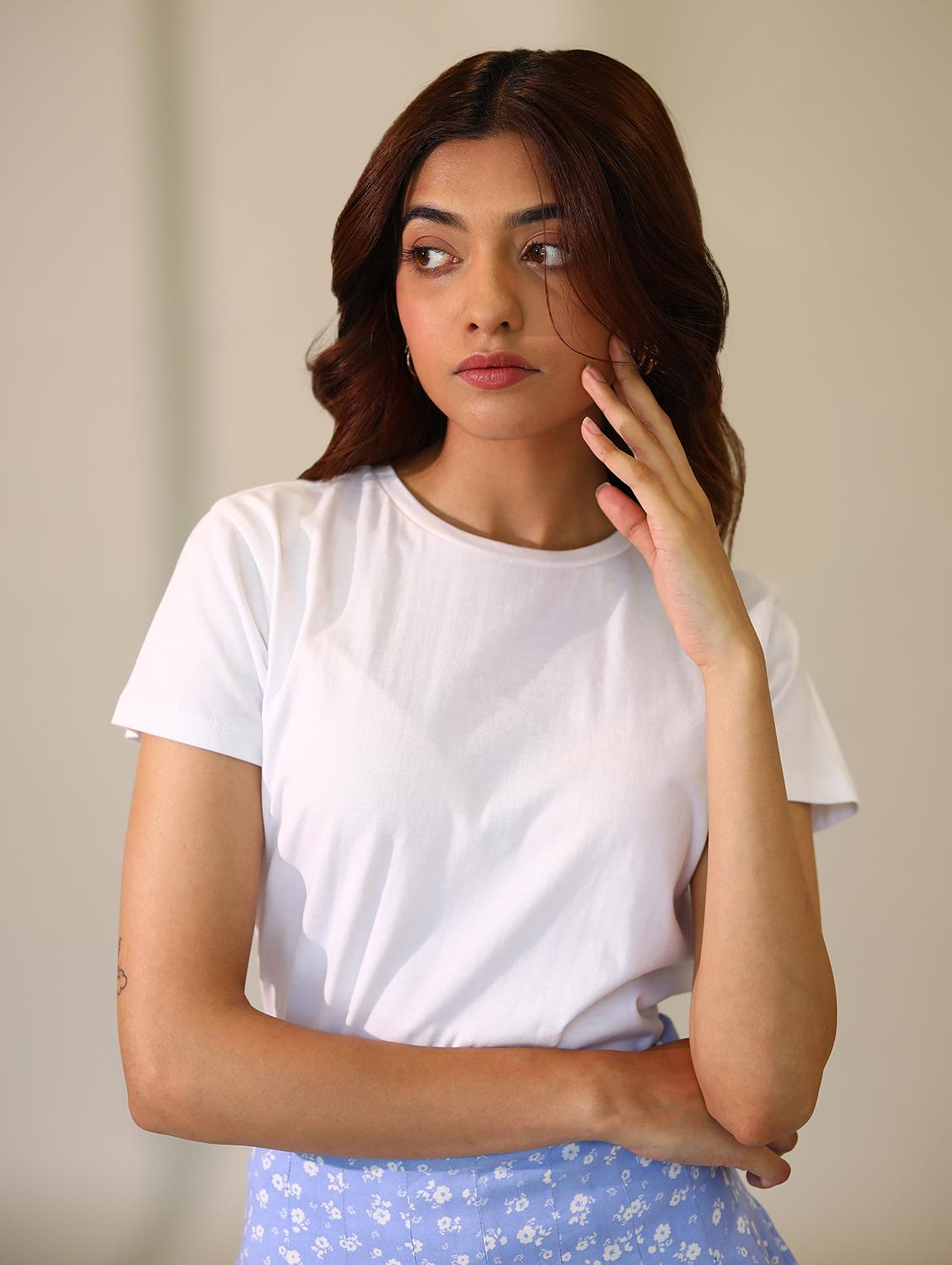 women solid short sleeves t-shirt - 21164615 - Zoom Image - 4