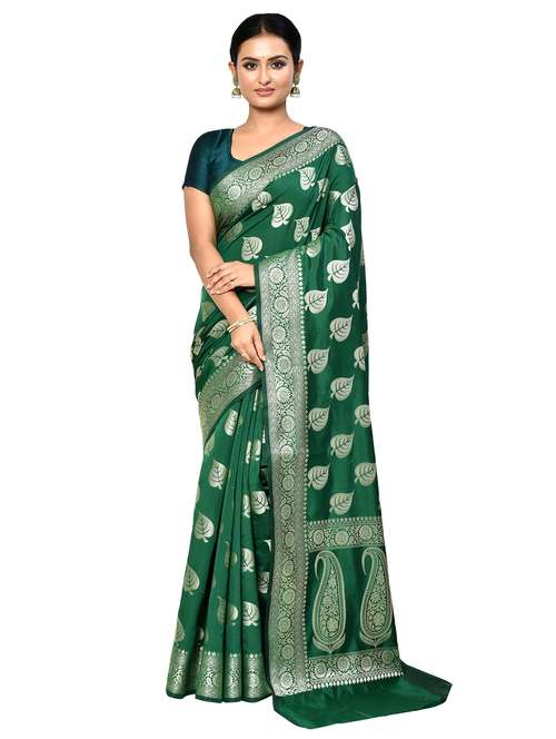 green banarasi saree with blouse - 21167835 - Very Small Image - 1