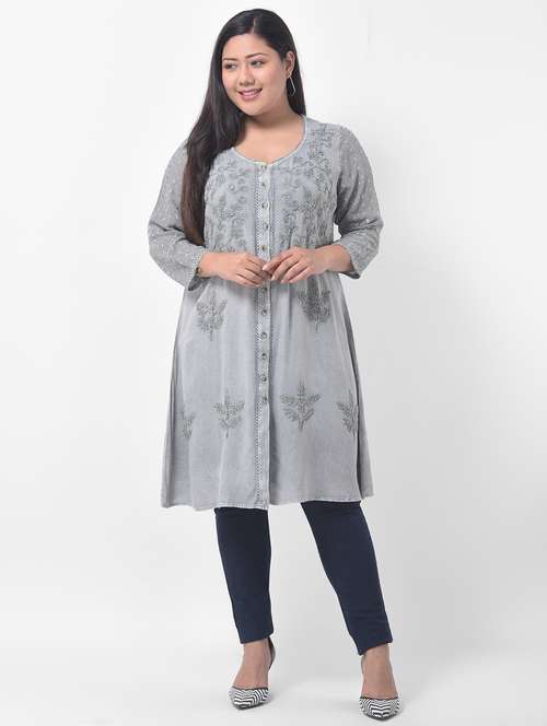 women embroidered three quarter sleeve straight kurta - 21178741 - Very Small Image - 1