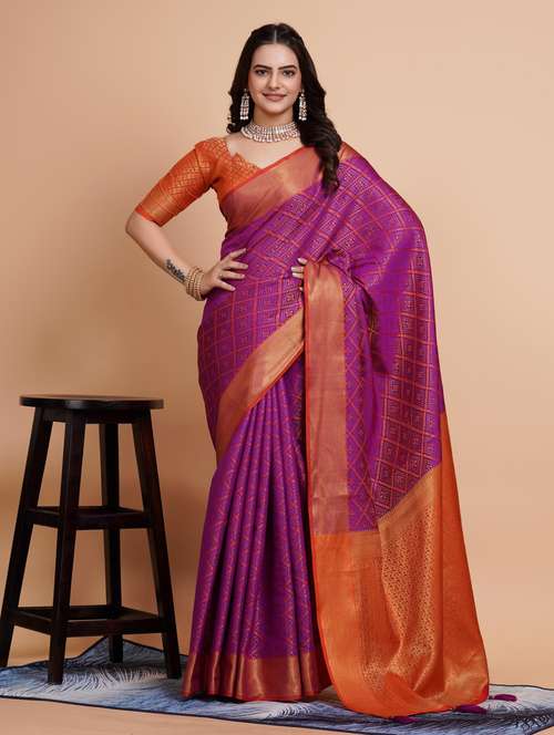 women self design banarasi saree with blouse - 21180321 - Very Small Image - 1