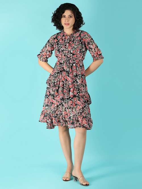 women printed layered dress - 21180796 - Very Small Image - 1