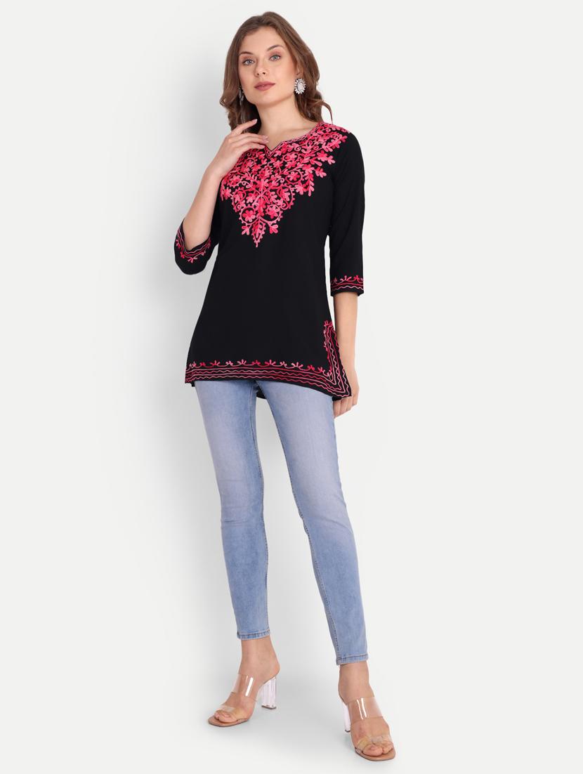 black cotton blend regular tunic - 21185486 - Zoom Image - 3