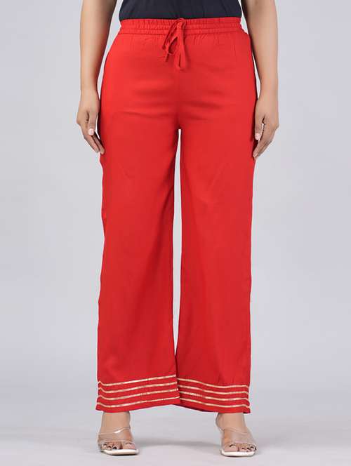 women straight fit stripes palazzo - 21231954 - Very Small Image - 1