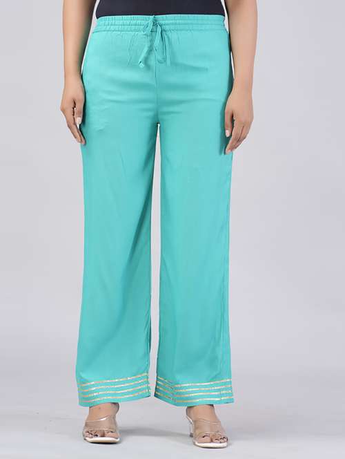 women straight fit solid palazzo - 21231976 - Very Small Image - 1