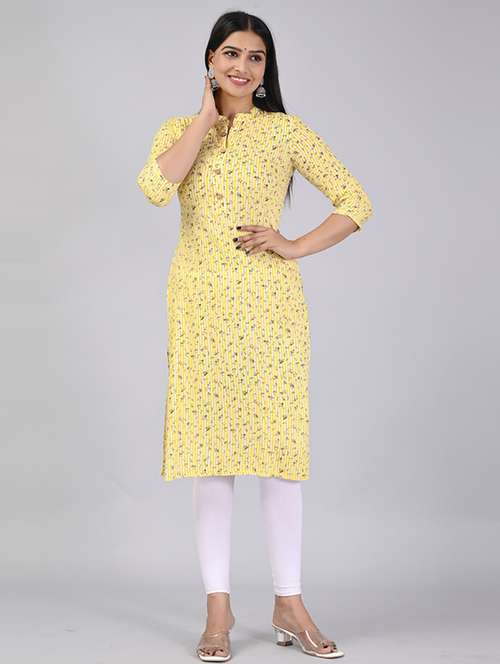 women three quarter sleeve printed straight kurta - 21232052 - Very Small Image - 1