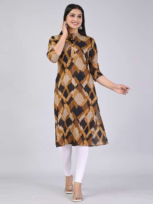 women three quarter sleeve straight kurta - 21232060 - Very Small Image - 1