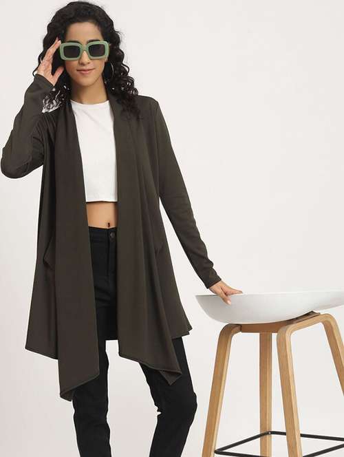 olive polyester regular shrug - 21237719 - Very Small Image - 1