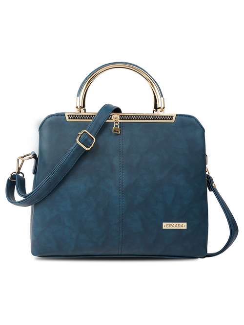 blue leatherette (pu) handbag - 21248607 - Very Small Image - 1