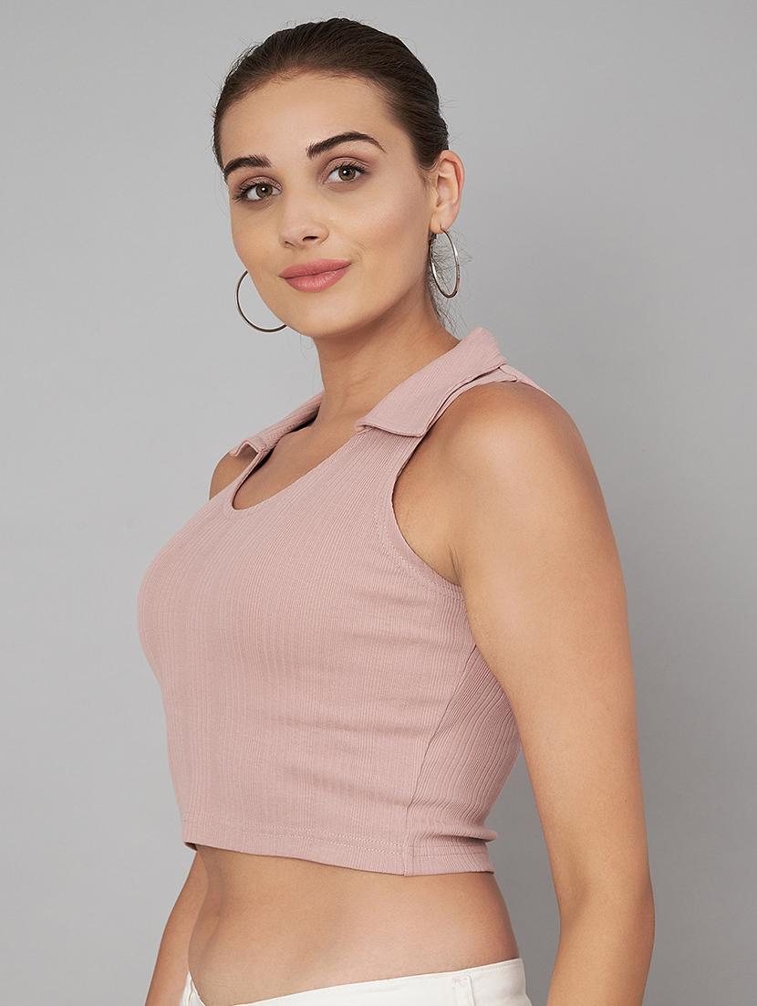 women solid crop top - 21248918 - Standard Image - 2
