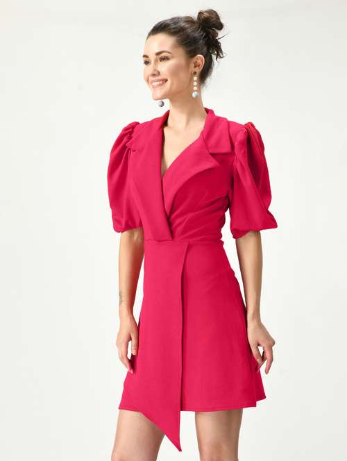 magenta polyester a-line dress - 21269966 - Very Small Image - 1