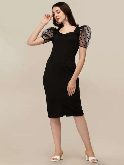 black polyester bodycon dress - 21269990 - Very Small Image - 1