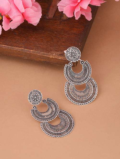 silver brass drop earrings - 21279393 - Very Small Image - 1