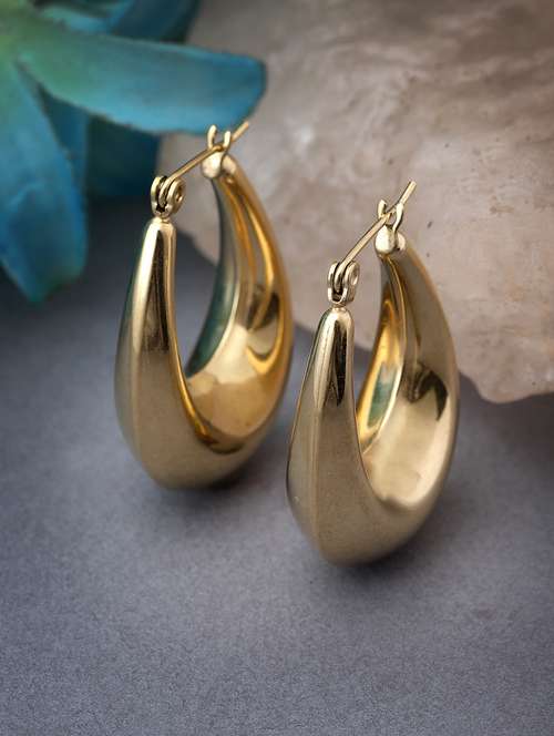 gold metal drop earrings - 21279421 - Very Small Image - 1