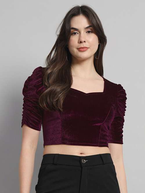 women solid stitched blouse - 21285969 - Very Small Image - 1