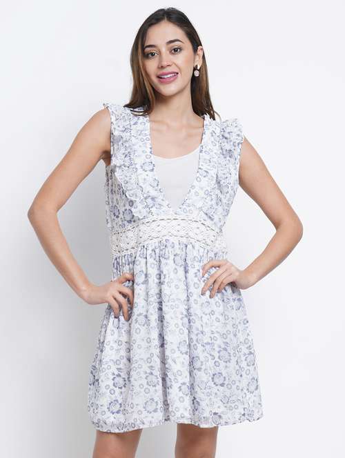 white floral printed fit & flare dress - 21288164 - Very Small Image - 1