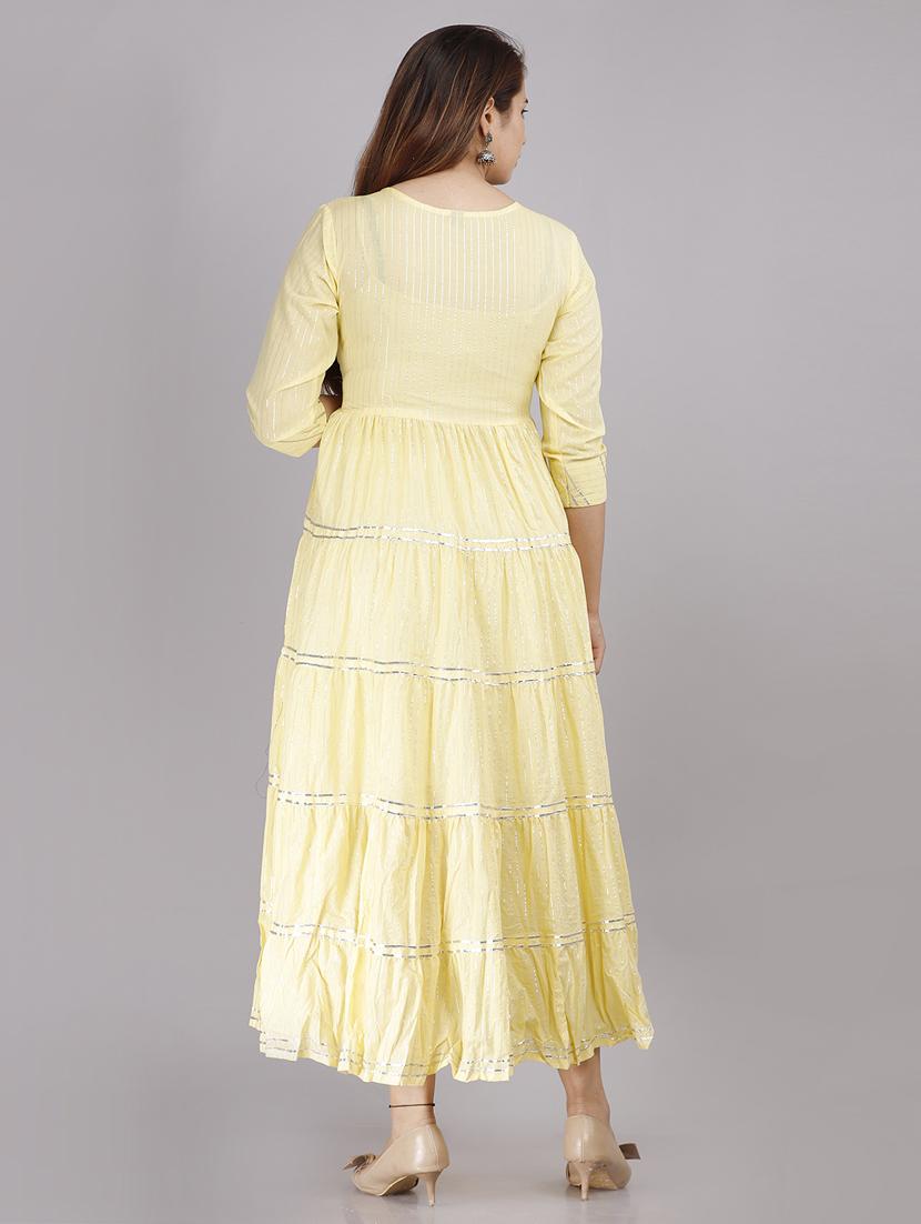 women lime cotton tiered ethnic dress - 21288727 - Zoom Image - 3
