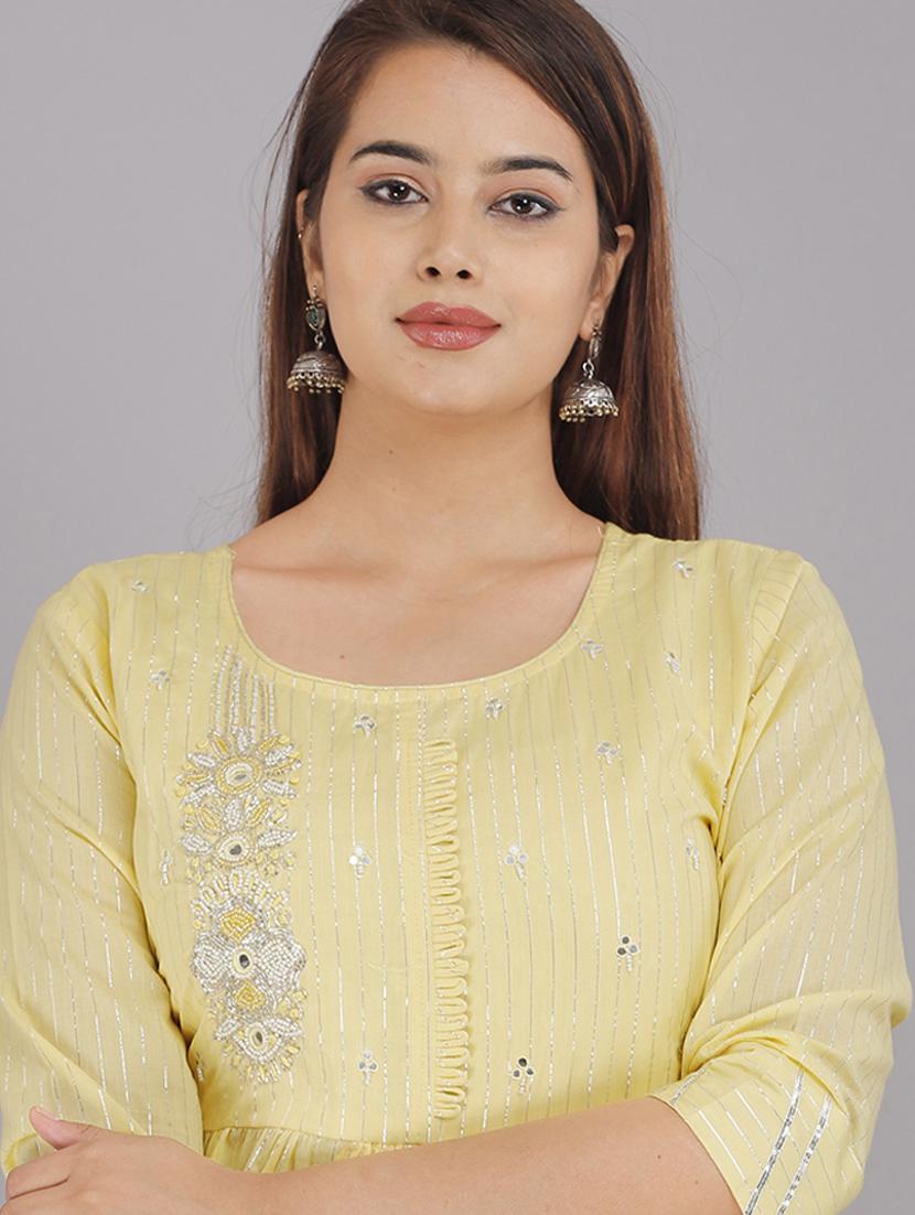 women lime cotton tiered ethnic dress - 21288727 - Zoom Image - 4