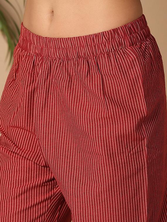 women maroon cotton cigarette pants - 21289683 - Zoom Image - 5