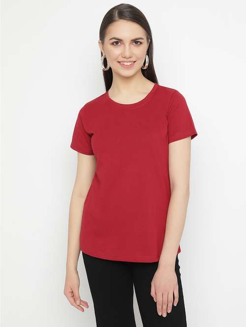 maroon cotton regular tshirt - 21290760 - Very Small Image - 1