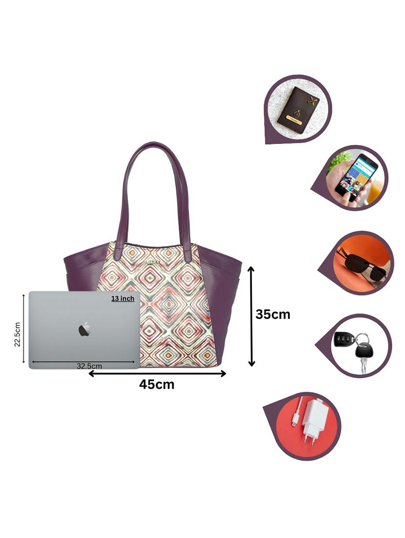 purple leatherette regular tote bag - 21292147 - Standard Image - 4