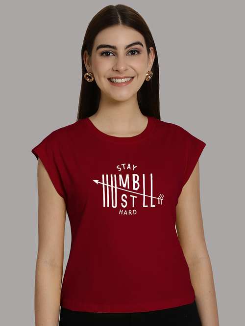 women printed round neck crop top - 21292471 - Very Small Image - 1