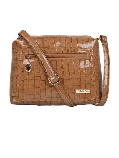 brown leatherette sling bag - 21296617 - Very Small Image - 1