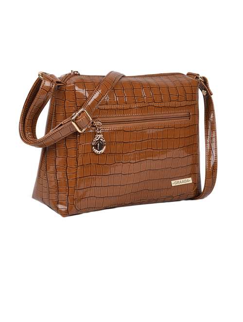 tan leatherette sling bag - 21296620 - Very Small Image - 1