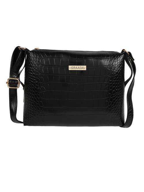 black leatherette (pu) sling bag - 21296645 - Very Small Image - 1