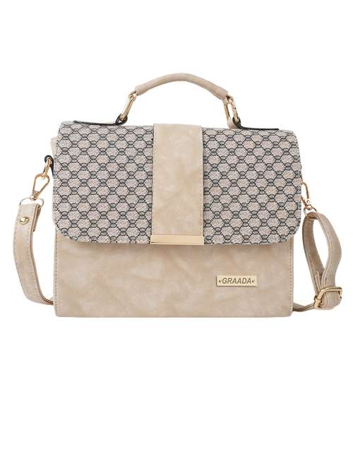 beige leatherette sling bag - 21296666 - Very Small Image - 1