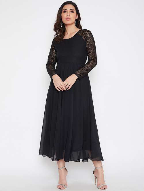 black georgette aline dress - 21297300 - Very Small Image - 1
