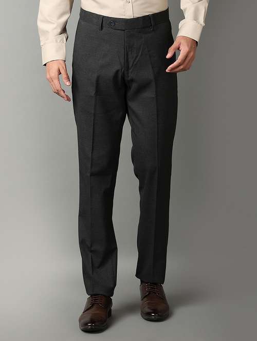 men mid rise solid flat front formal trouser - 21303758 - Very Small Image - 1