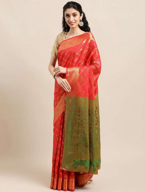 red self design patola saree with blouse - 21318437 - Very Small Image - 1