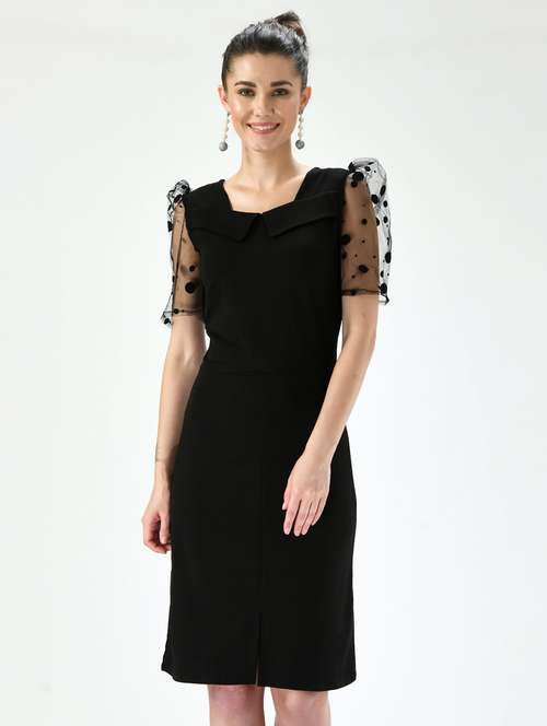 women black cotton blend sheath dress - 21322269 - Very Small Image - 1