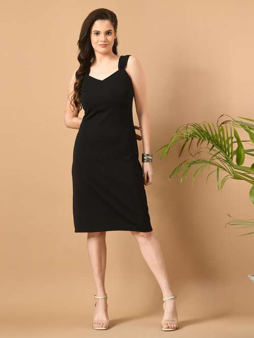women black polyester bodycon dress - 21322386 - Very Small Image - 1