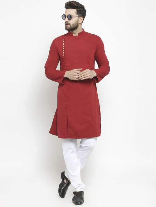 men solids long sleeves kurta - 21324562 - Very Small Image - 1
