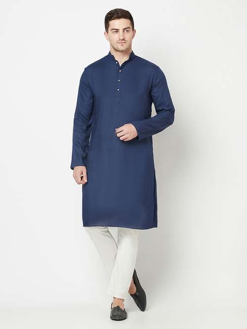 men mandarin neck solid kurta - 21324610 - Very Small Image - 1