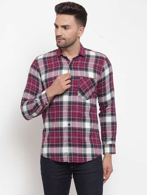 men long sleeved checkered casual shirt - 21324701 - Very Small Image - 1