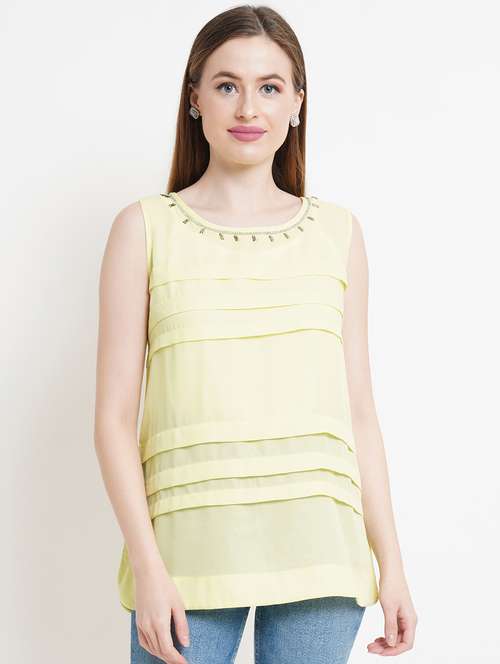 women yellow polyester regular top - 21324735 - Very Small Image - 1