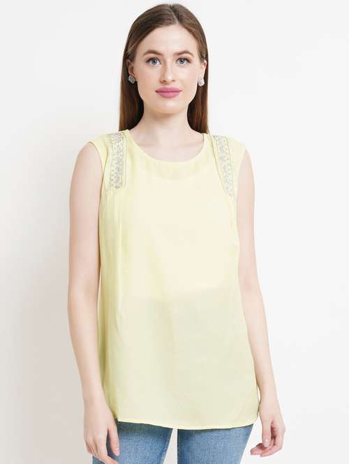 women yellow polyester regular top - 21324754 - Very Small Image - 1