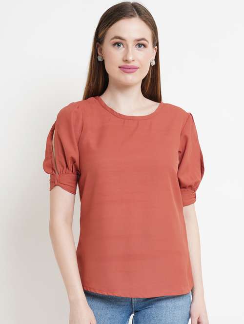 women peach polyester regular top - 21324765 - Very Small Image - 1