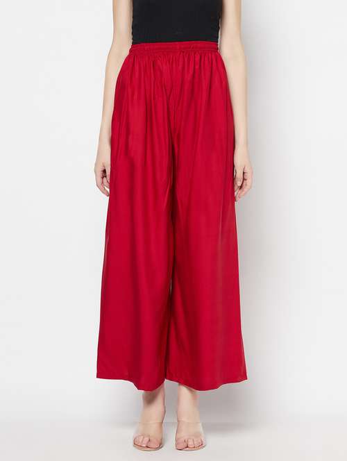 women solid high rise wide leg trouser - 21324798 - Very Small Image - 1