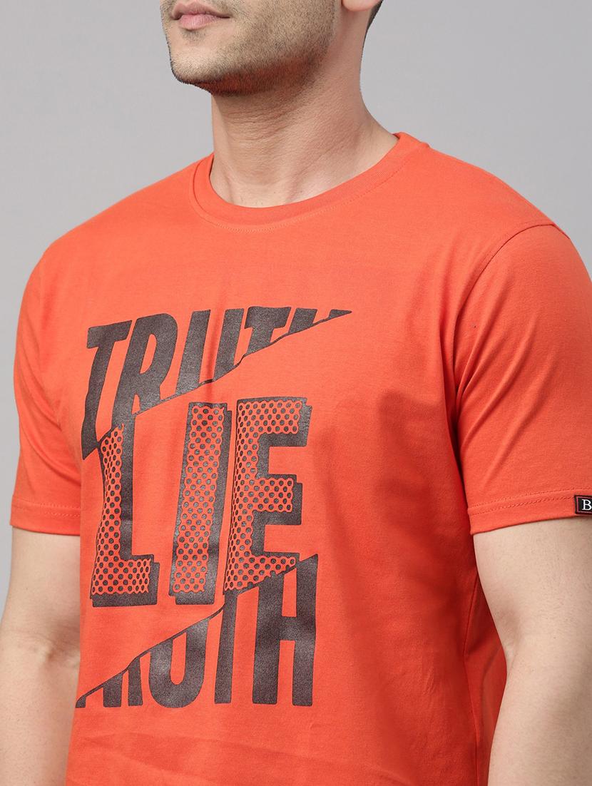men round neck front print t-shirt - 21334982 - Zoom Image - 4