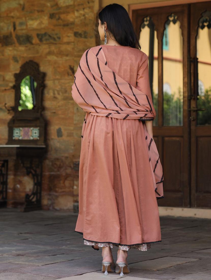 women peach round neck flared dress - 21337765 - Zoom Image - 2