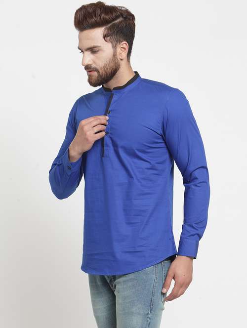 men solid cotton short kurta - 21360177 - Very Small Image - 1