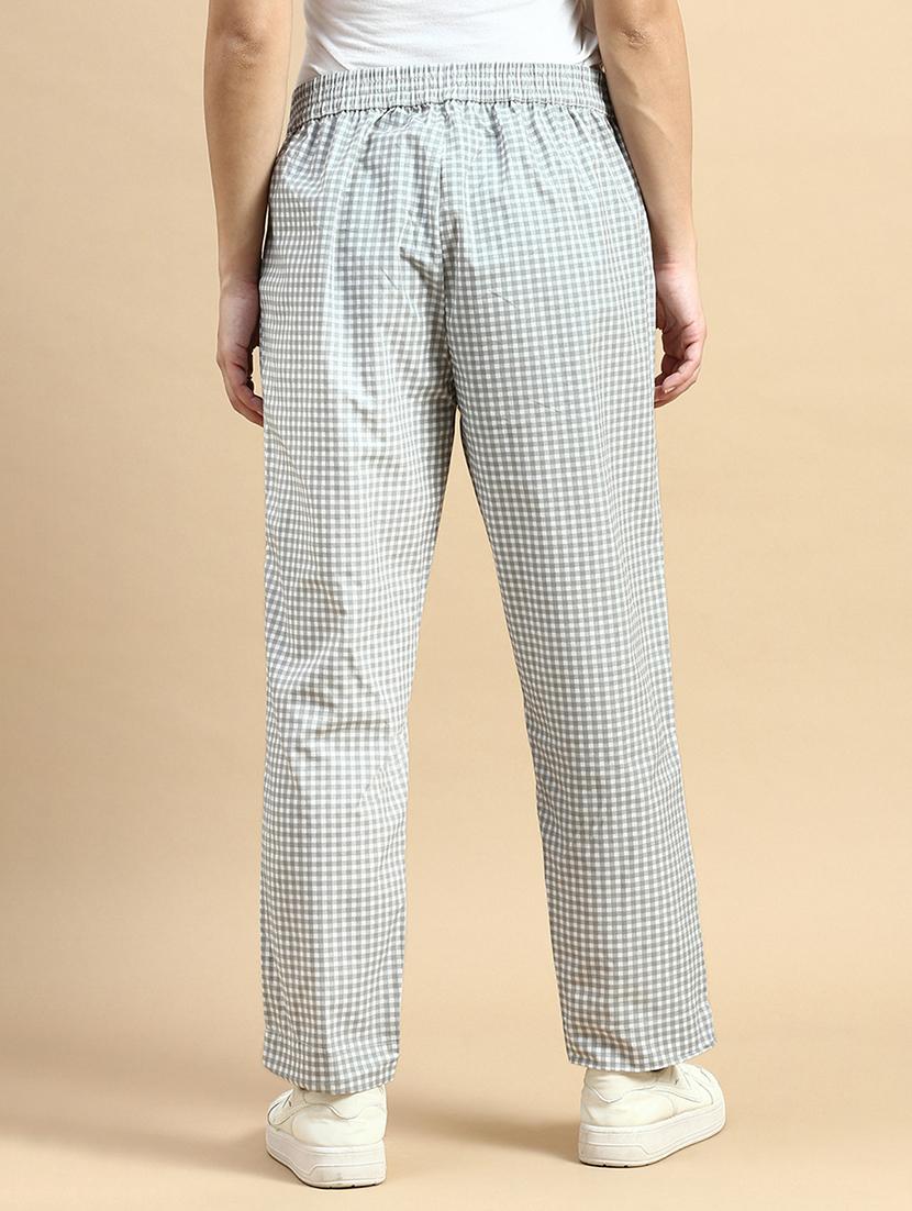 women mid-rise checks chinos trouser - 21364387 - Standard Image - 2