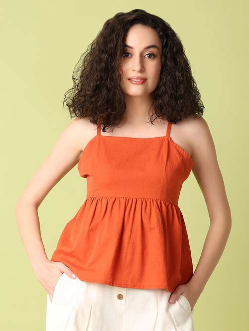 women rust solids flared top - 21368314 - Very Small Image - 1