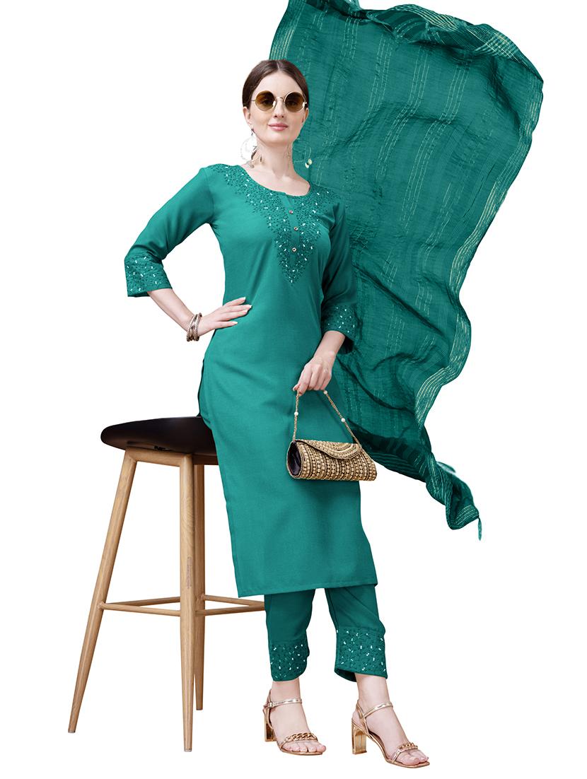 women three quarter sleeve suit set - 21371637 - Standard Image - 3
