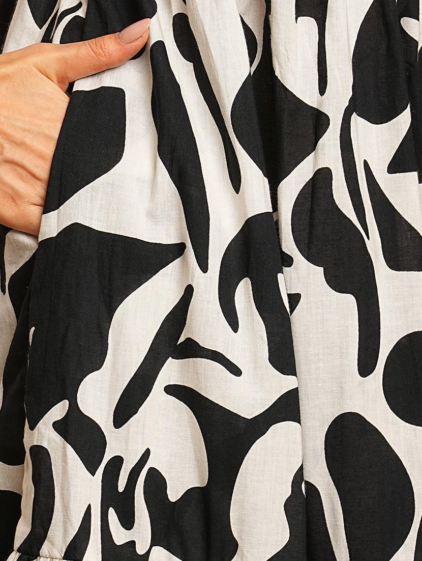 women black printed fit & flare dress - 21374151 - Standard Image - 5